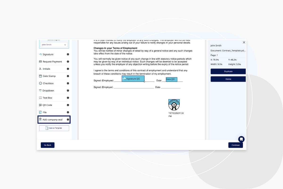 Adding an Electronic Seal to a Document